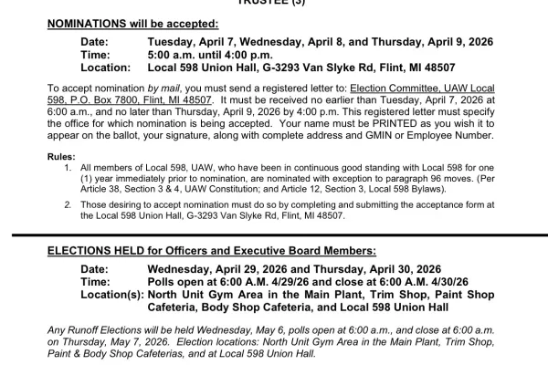 Notice of nomination and election to Beacon O&M Bargaining Unit