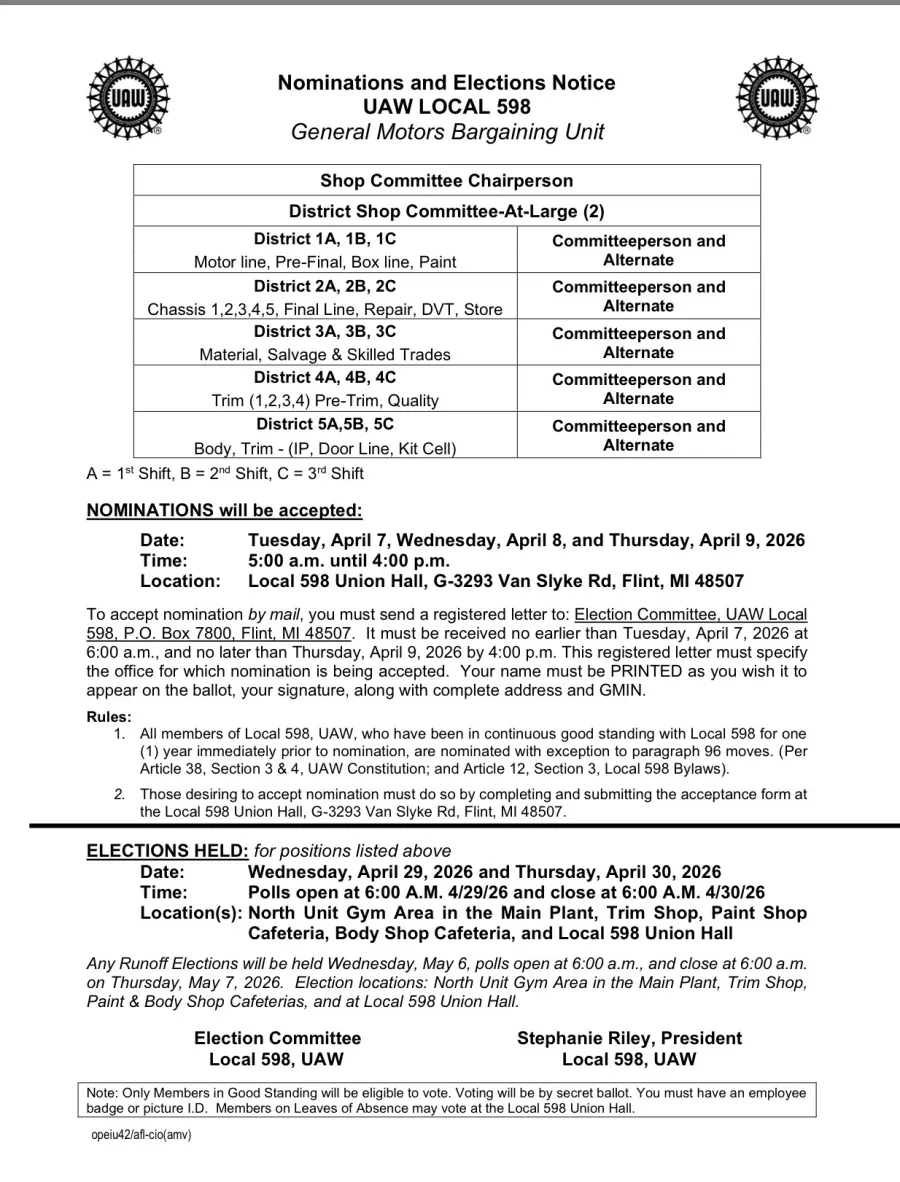 Notice of Nomination and Election GM Bargaining Unit