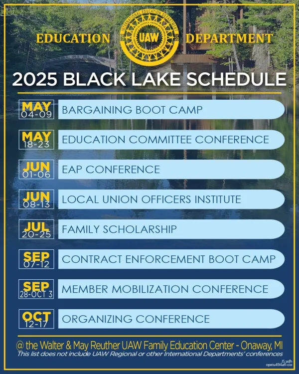 2025 UAW Black Lake Schedule